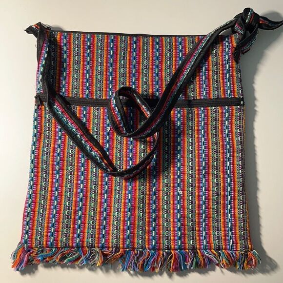 Colorful Woven Unisex Handbag Adjustable Strap - Picture 3 of 4